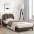 Cama con colchón cuero sintético marrón 100x200