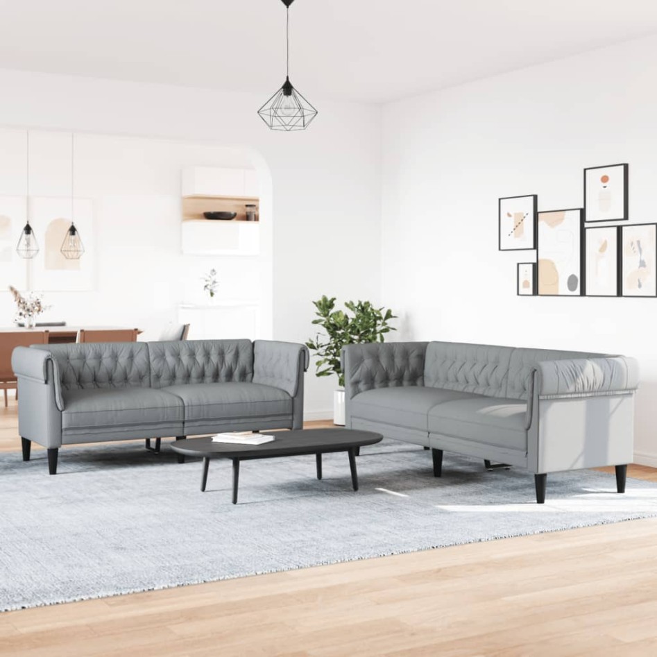 Juego de sofás 2 piezas tela gris