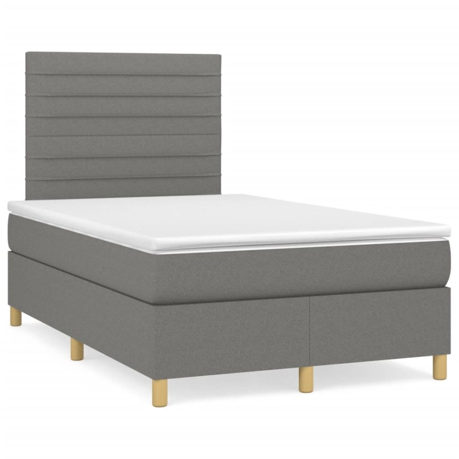 Cama box spring con colchón tela gris oscuro 120x190