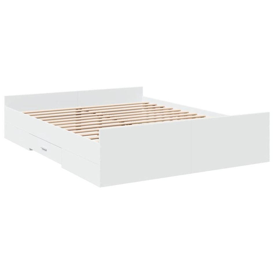 Estructura cama con cajones madera ingeniería blanca 160x200