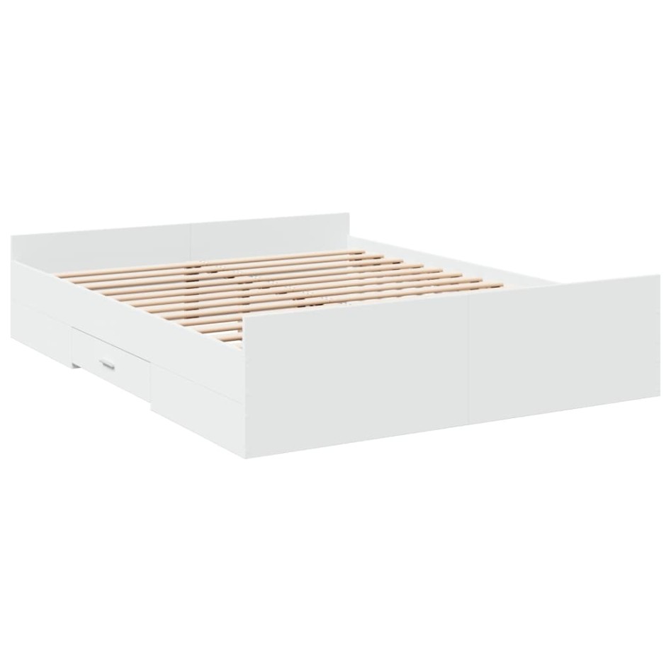 Estructura cama con cajones madera ingeniería blanca 160x200