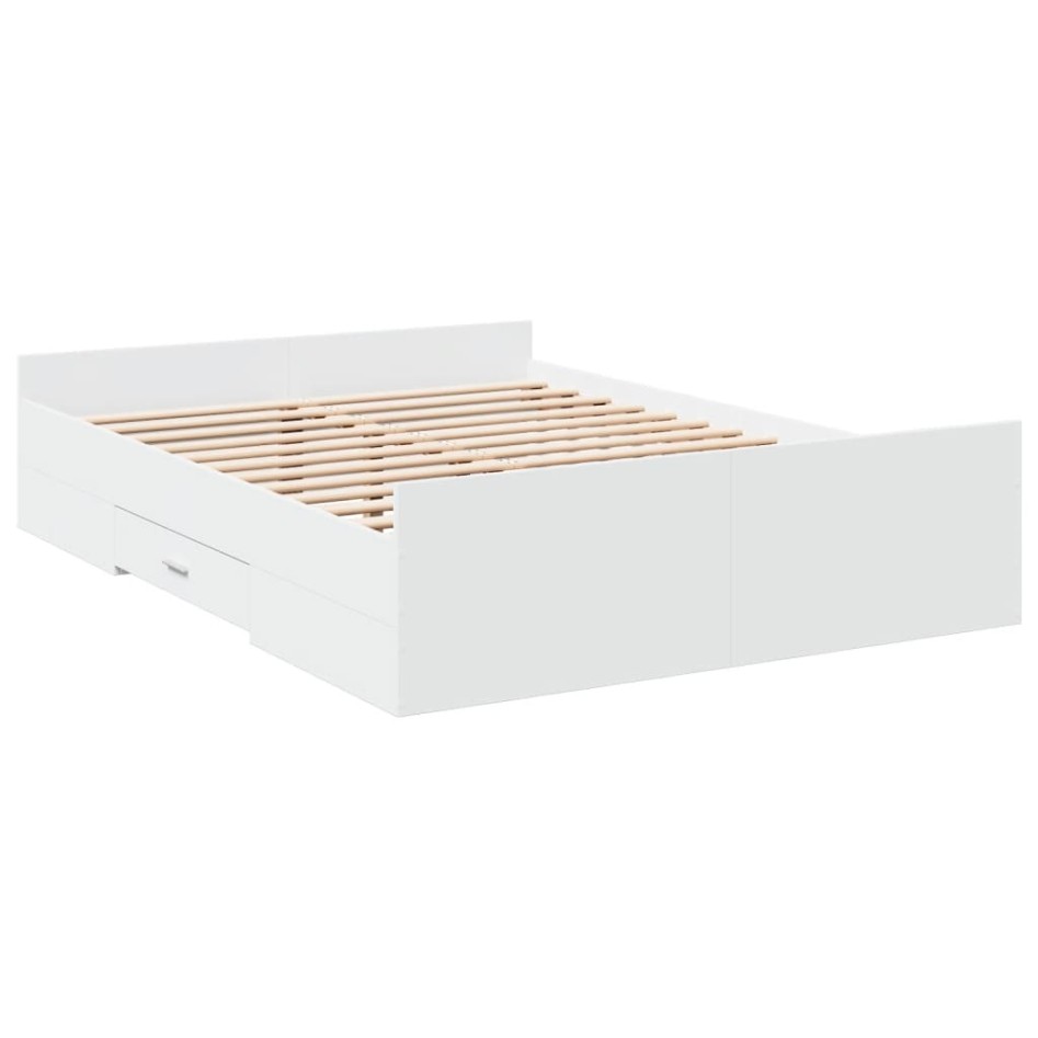 Cama con cajones madera de ingeniería blanco 135x190