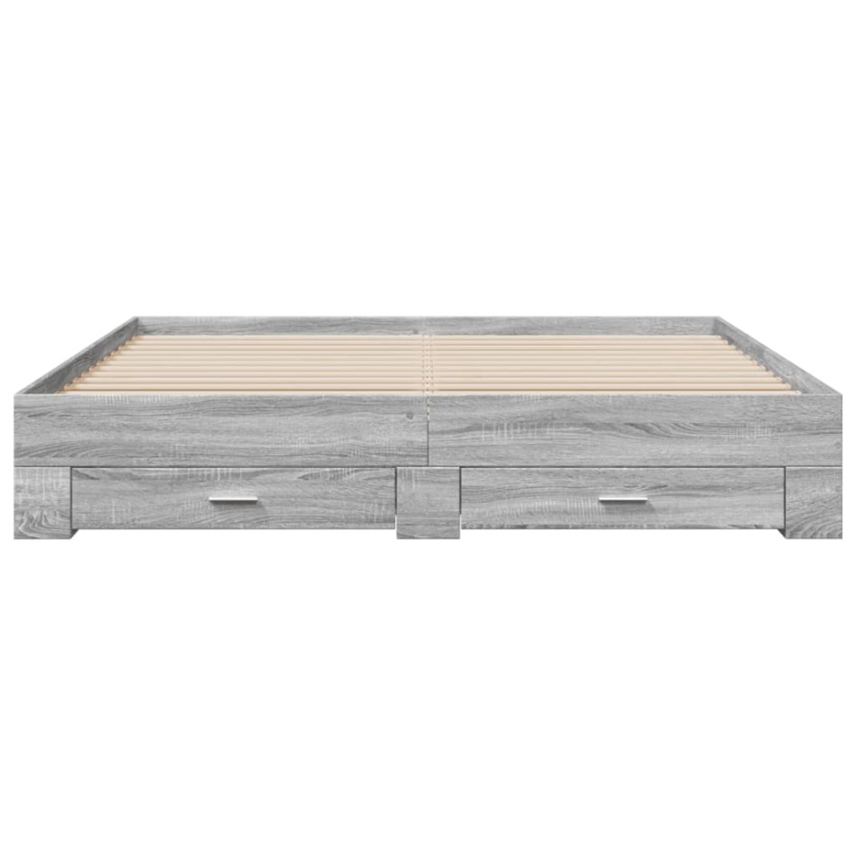 Cama con cajones madera ingeniería gris Sonoma 180x200