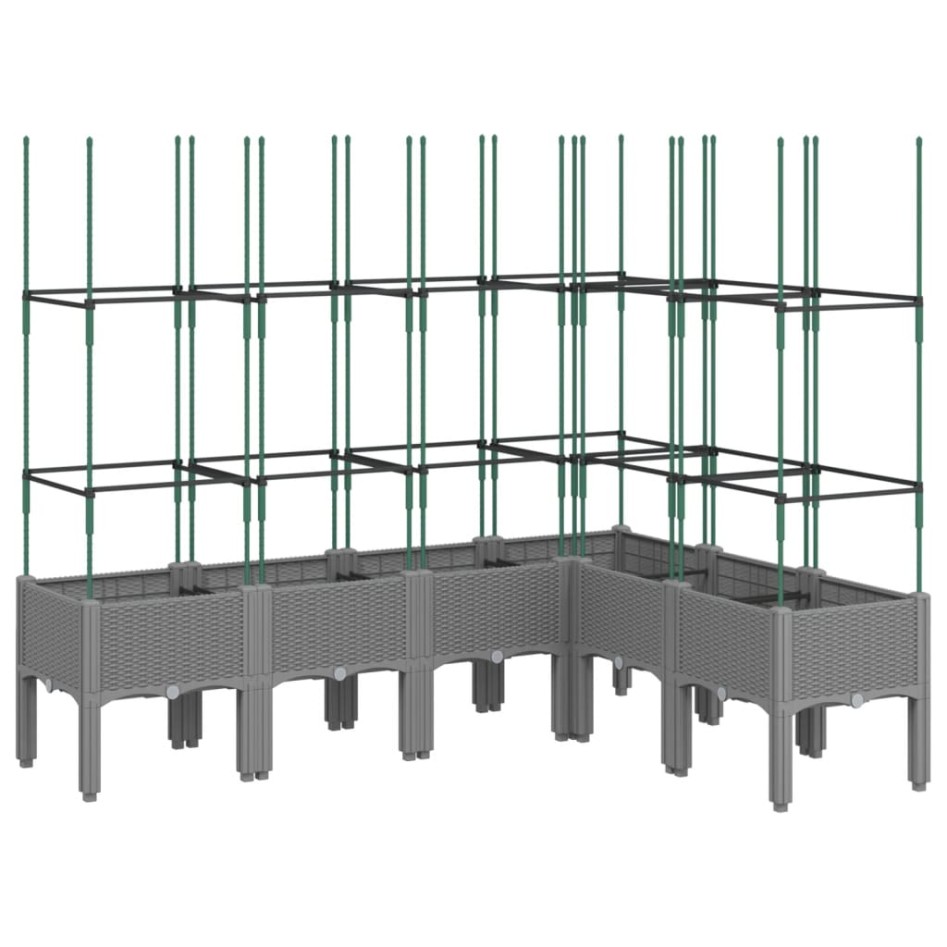 Jardinera con enrejado PP gris claro 160x120x142,5