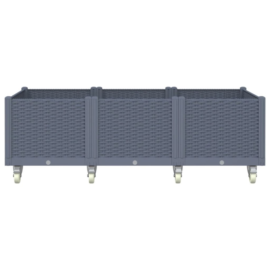 Jardinera con ruedas PP gris 150x80x54