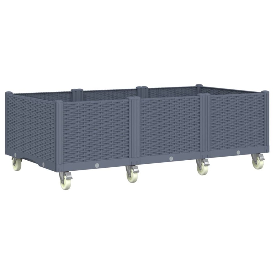 Jardinera con ruedas PP gris 150x80x54