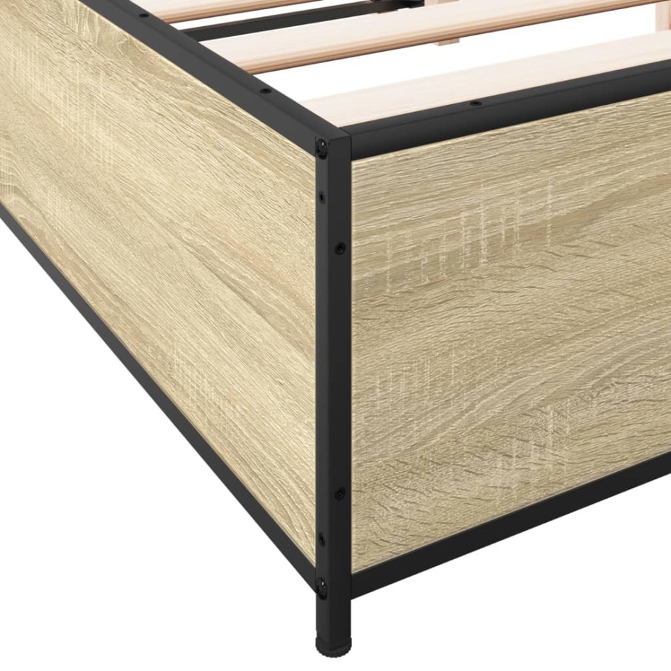 Estructura cama madera ingeniería metal roble Sonoma 140x200