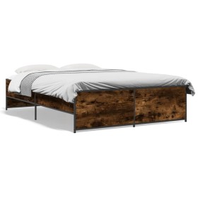 Estructura cama madera ingeniería metal roble ahumado
