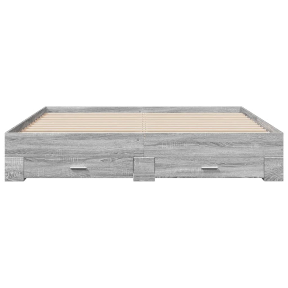 Cama con cajones madera ingeniería gris Sonoma 200x200