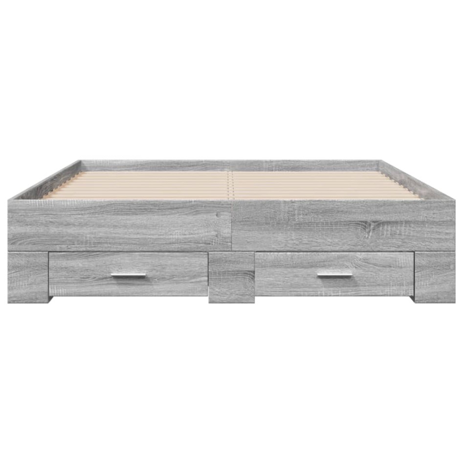 Cama con cajones madera ingeniería gris Sonoma 120x200