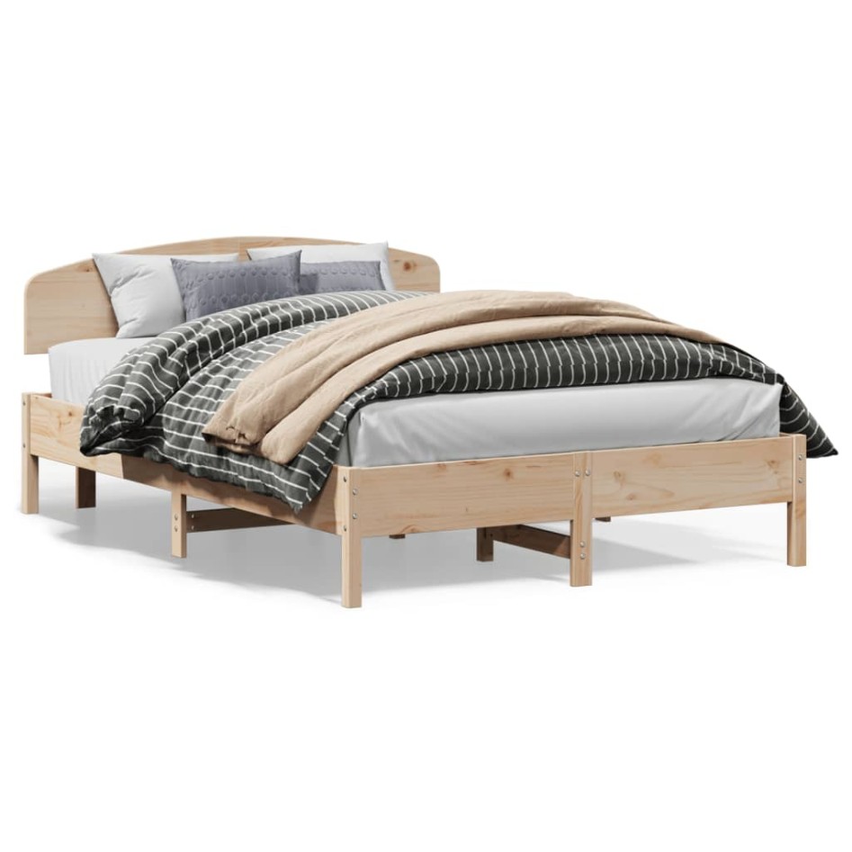 Estructura de cama con cabecero madera de pino blanco