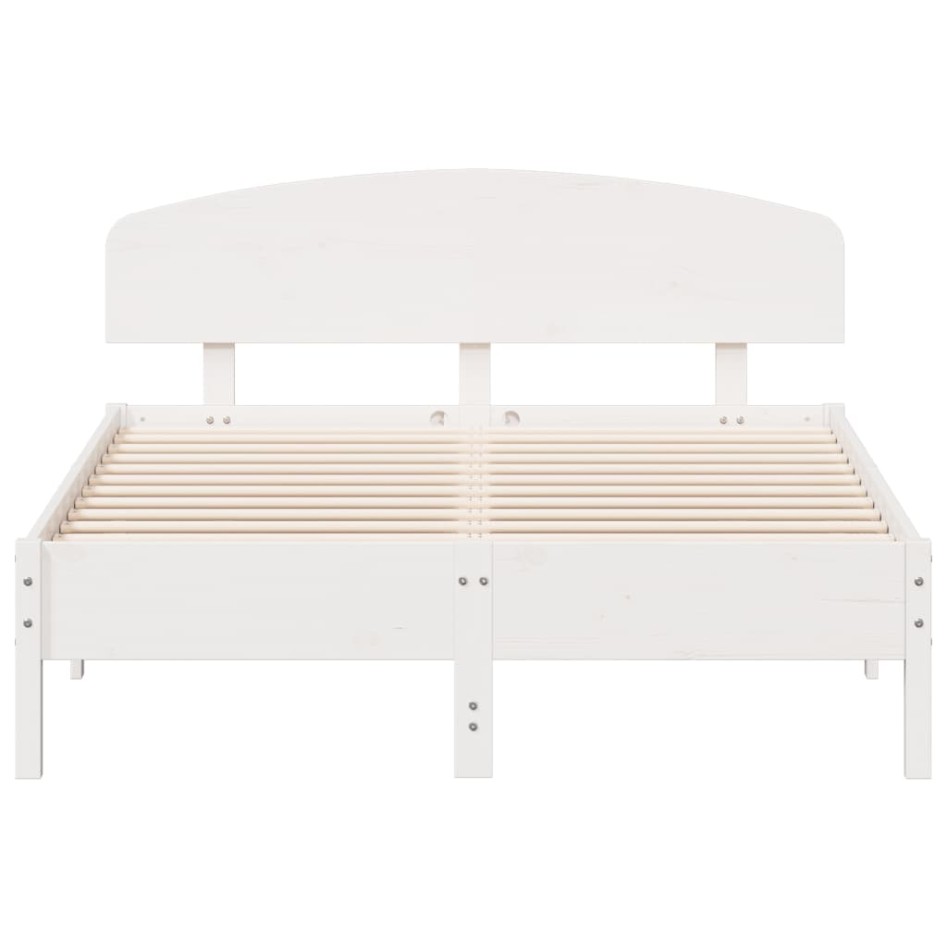 Estructura de cama con cabecero madera pino blanco 135x190