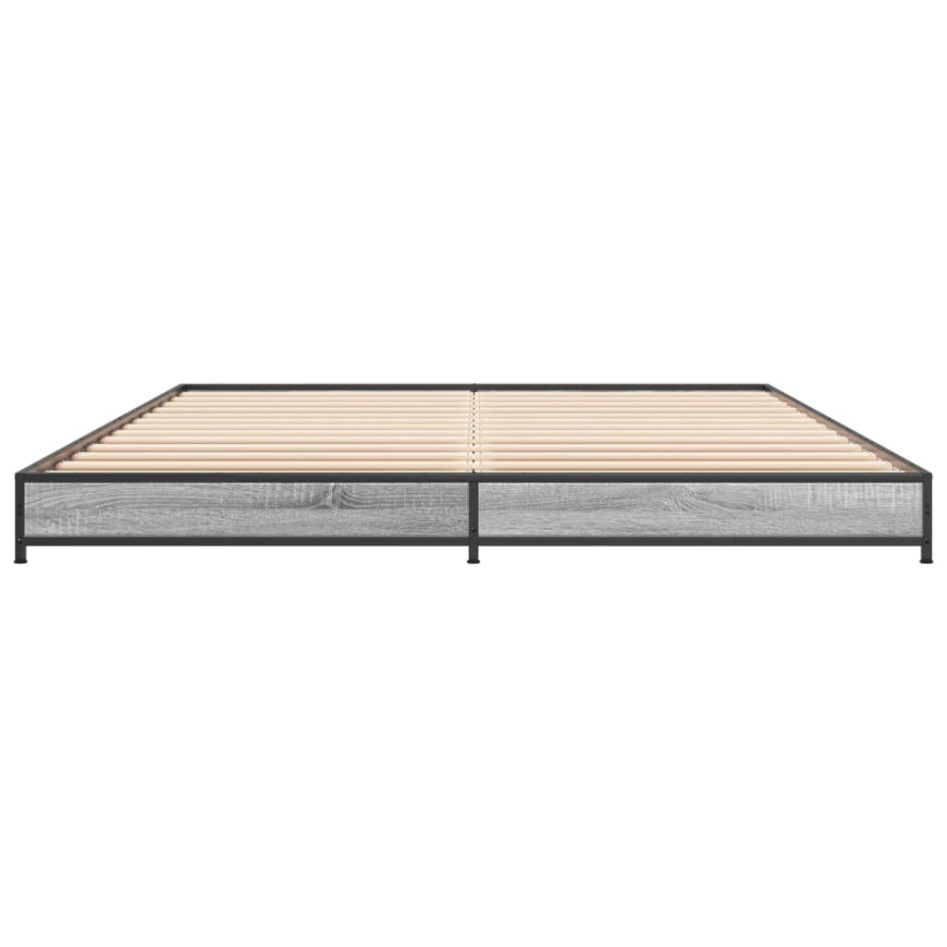 Estructura cama madera ingeniería metal gris Sonoma 140x190