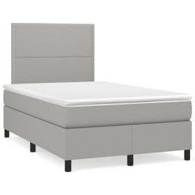 Cama box spring con colchón tela gris claro 120x190