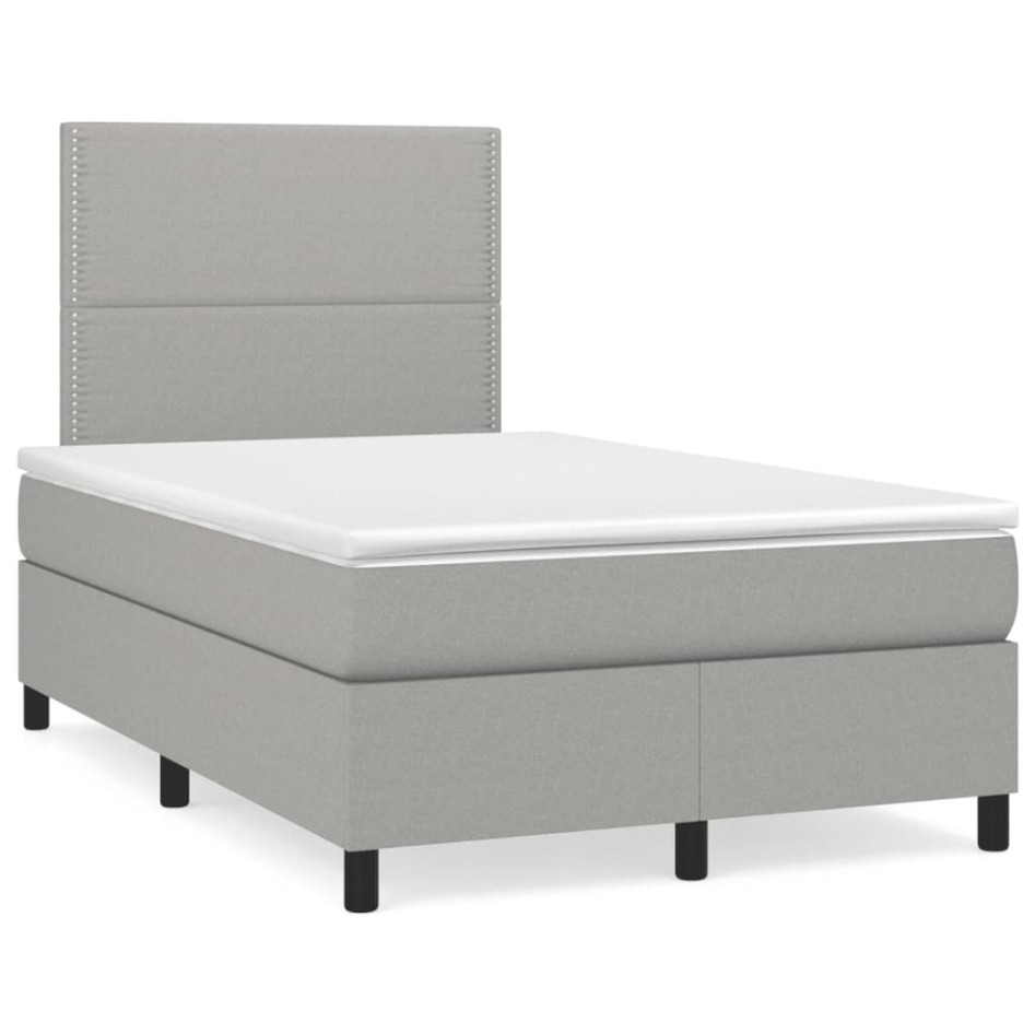 Cama box spring con colchón tela gris claro 120x190