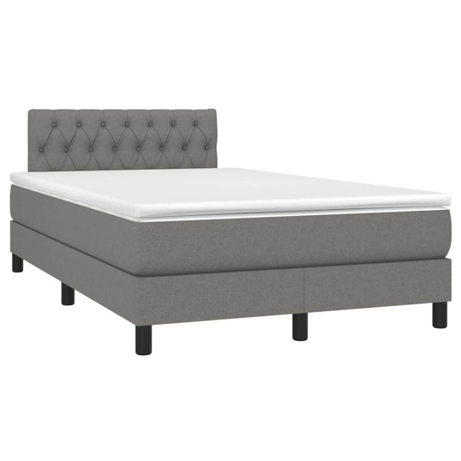 Cama box spring con colchón tela gris oscuro 120x190