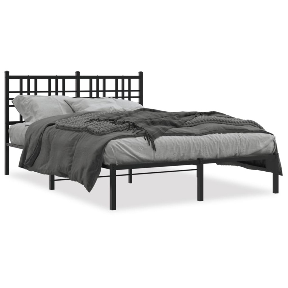 Estructura de cama con cabecero metal negro 120x200