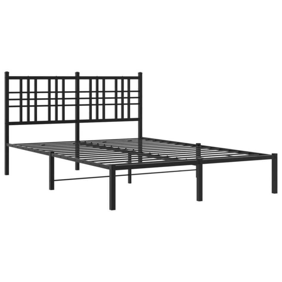 Estructura de cama con cabecero metal negro 120x200