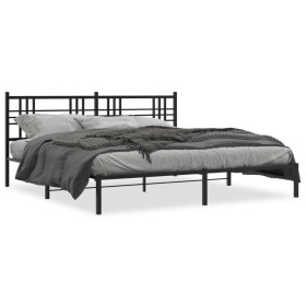 Estructura de cama con cabecero metal negro 183x213