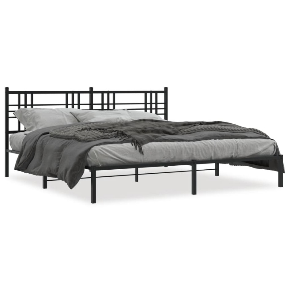 Estructura de cama con cabecero metal negro 183x213