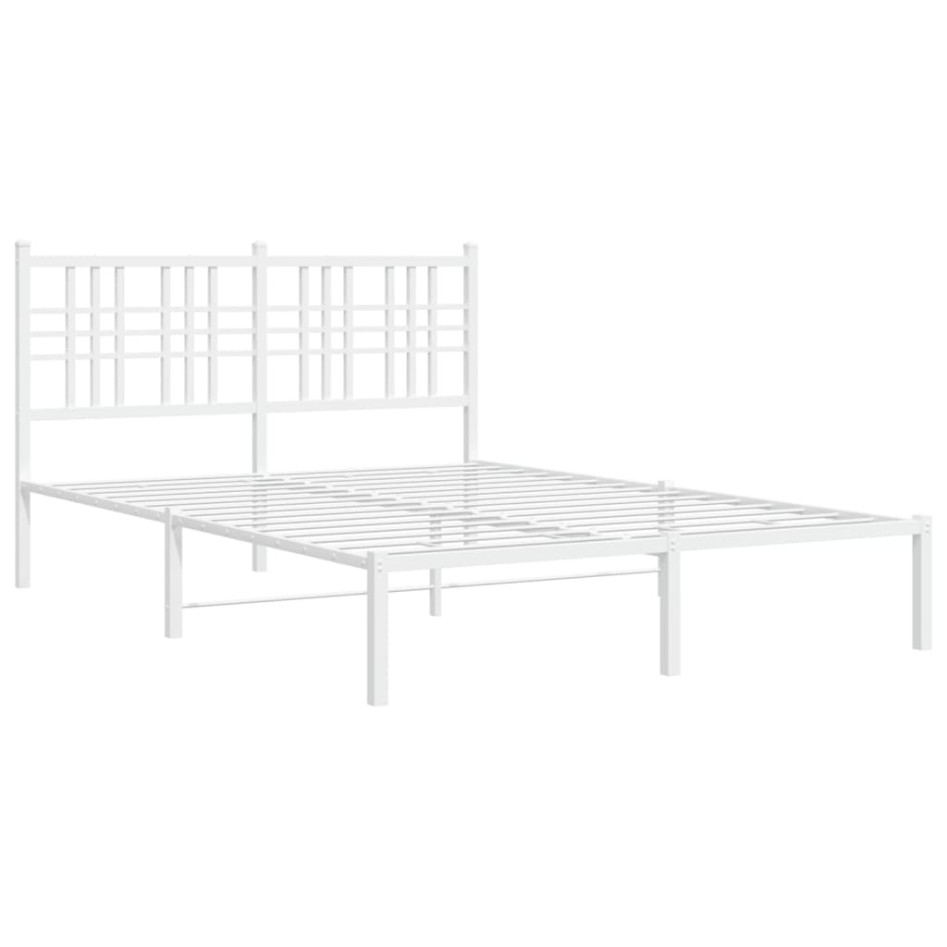 Estructura de cama con cabecero metal blanca 140x200