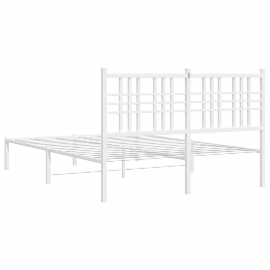 Estructura de cama con cabecero metal blanca 140x200