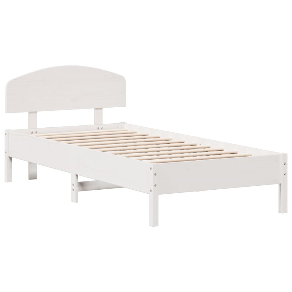 Estructura de cama con cabecero madera de pino blanco