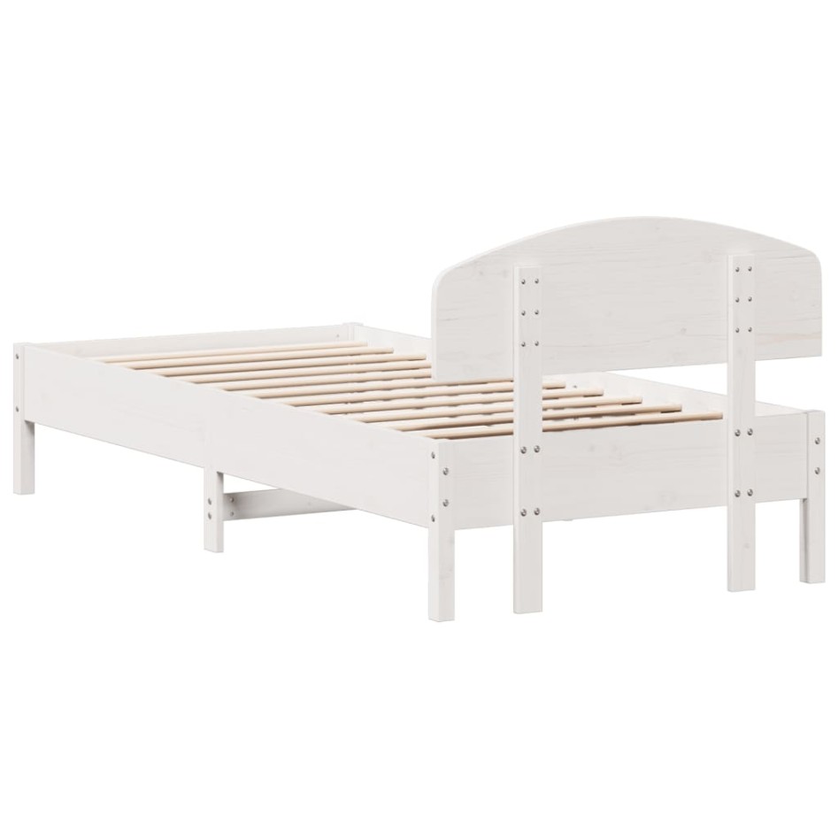 Estructura de cama con cabecero madera de pino blanco
