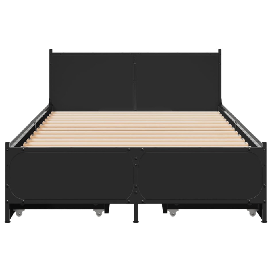 Cama con cajones madera de ingeniería negra 90x200