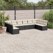 Set de sofás de jardín 10 pzas cojines ratán sintético negro