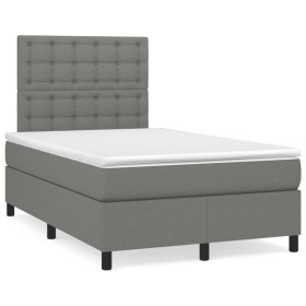 Cama box spring con colchón tela gris oscuro 120x190