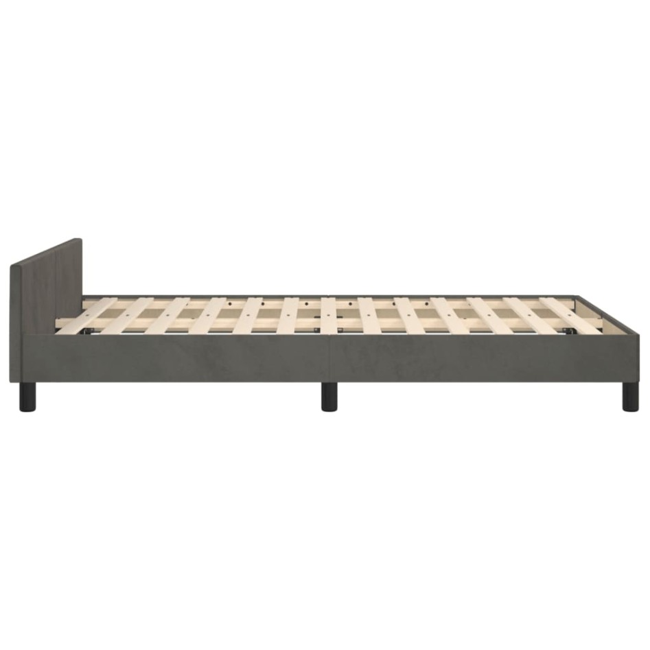 Estructura cama con cabecero terciopelo gris oscuro 120x190