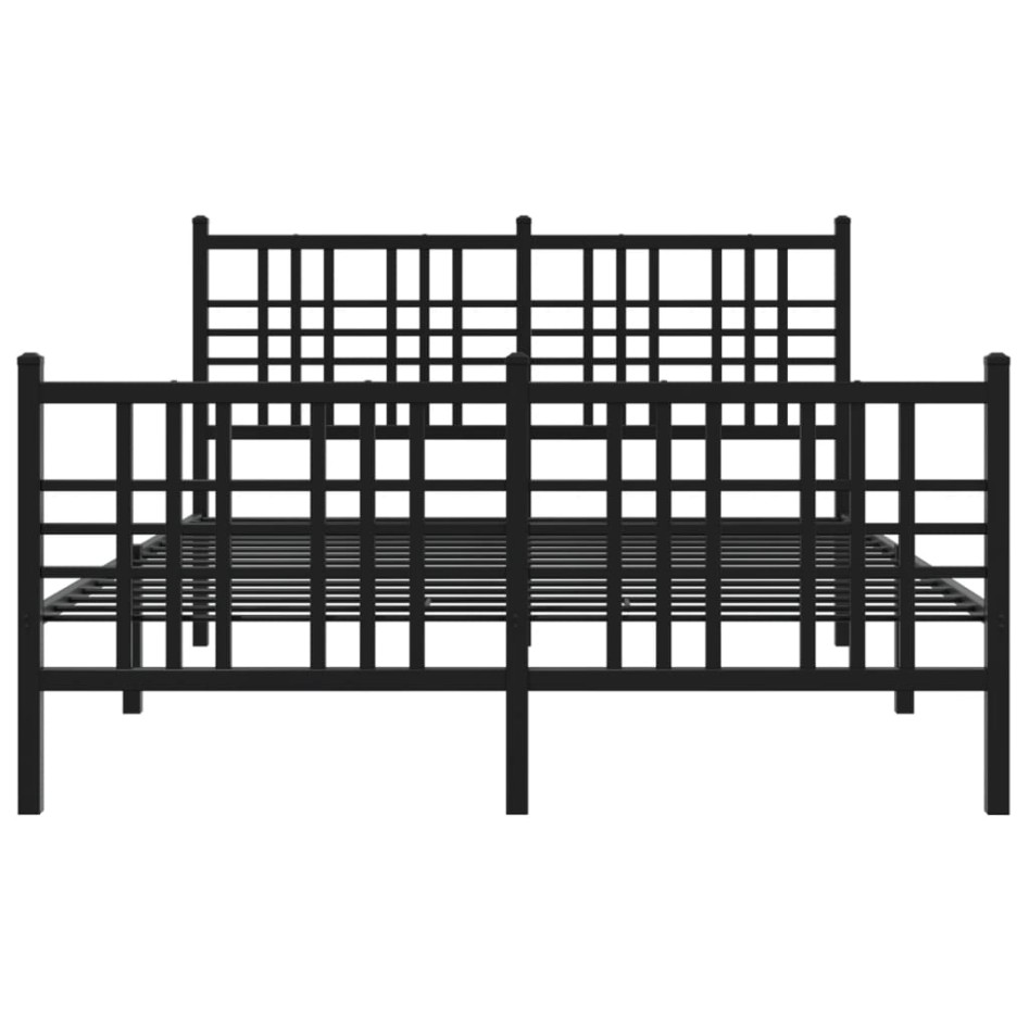 Estructura de cama cabecero y estribo metal negro 140x200