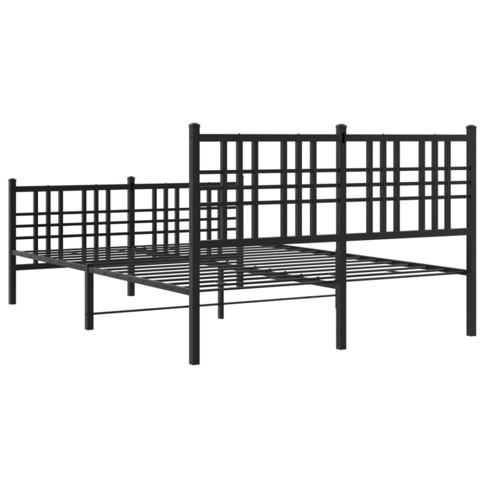 Estructura de cama cabecero y estribo metal negro 140x200
