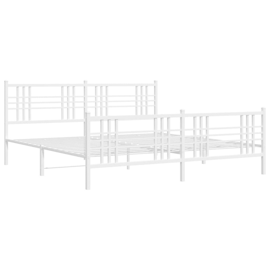 Estructura cama metal con cabecero y estribo blanco 180x200