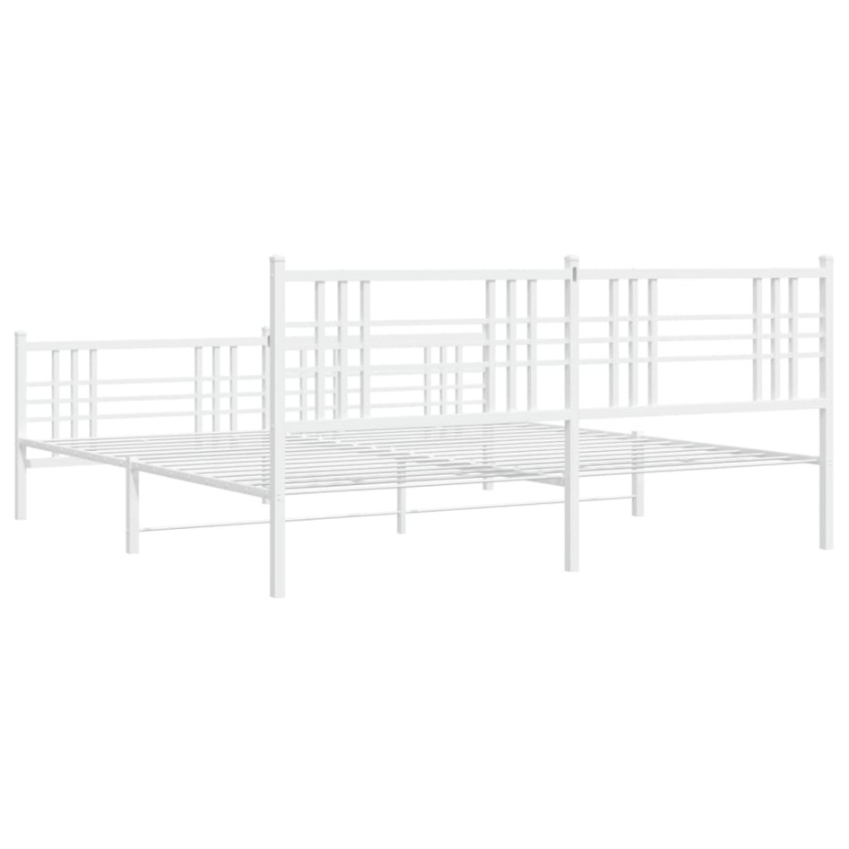 Estructura cama metal con cabecero y estribo blanco 180x200