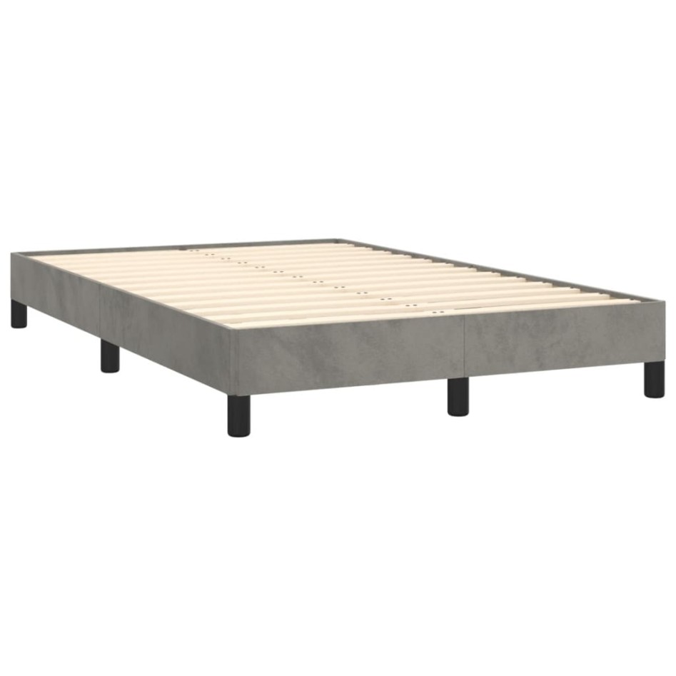 Cama box spring con colchón terciopelo gris claro 120x190