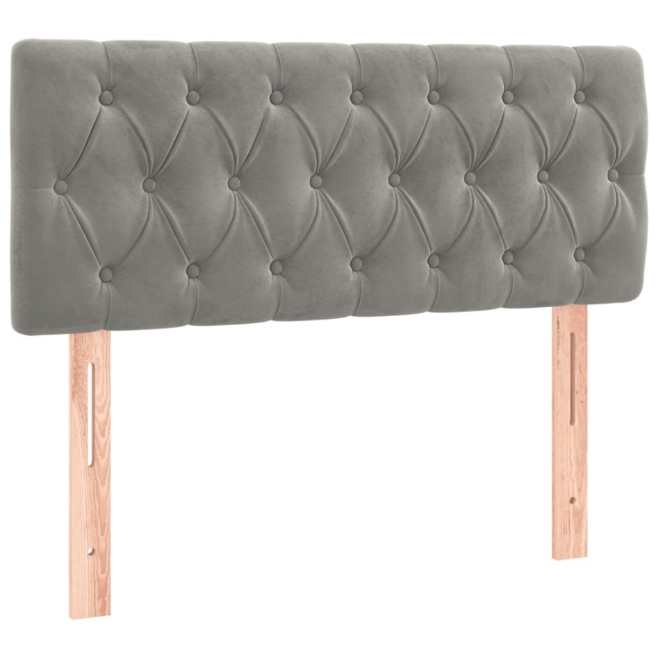 Cama box spring con colchón terciopelo gris claro 120x190