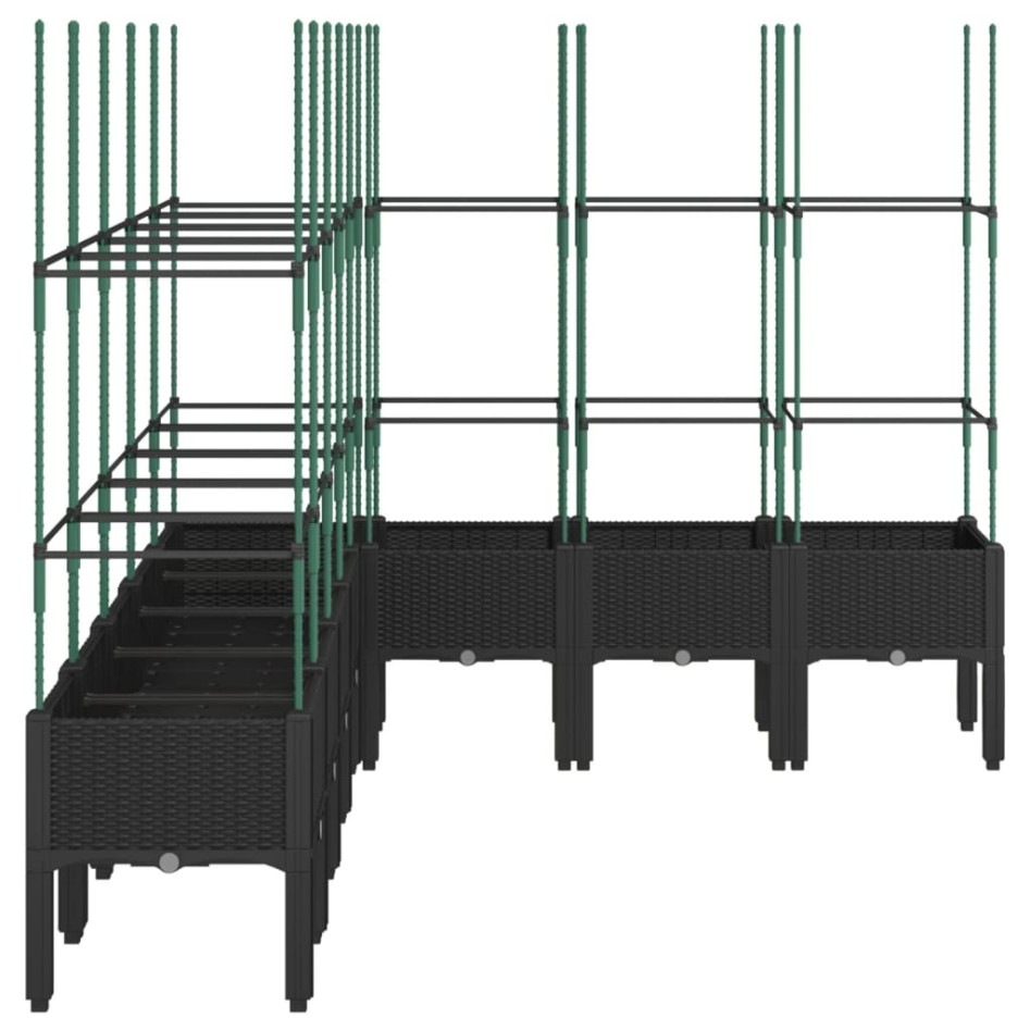 Jardinera con enrejado PP negro 200x160x142,5