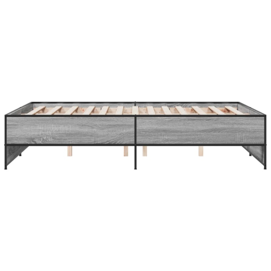 Estructura cama madera ingeniería metal gris Sonoma 120x200