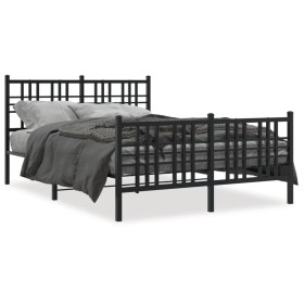 Estructura cama con cabecero y estribo metal negro 137x190
