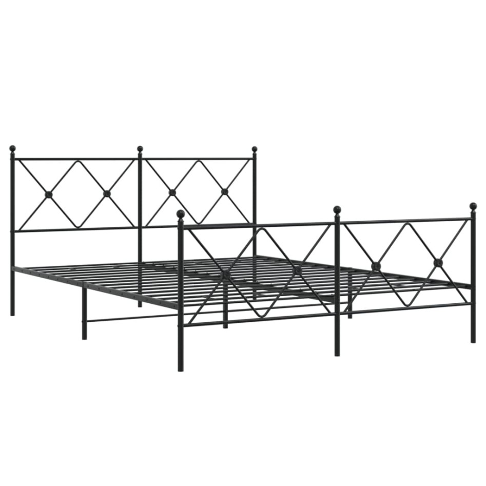 Estructura de cama cabecero y estribo metal negro 160x200