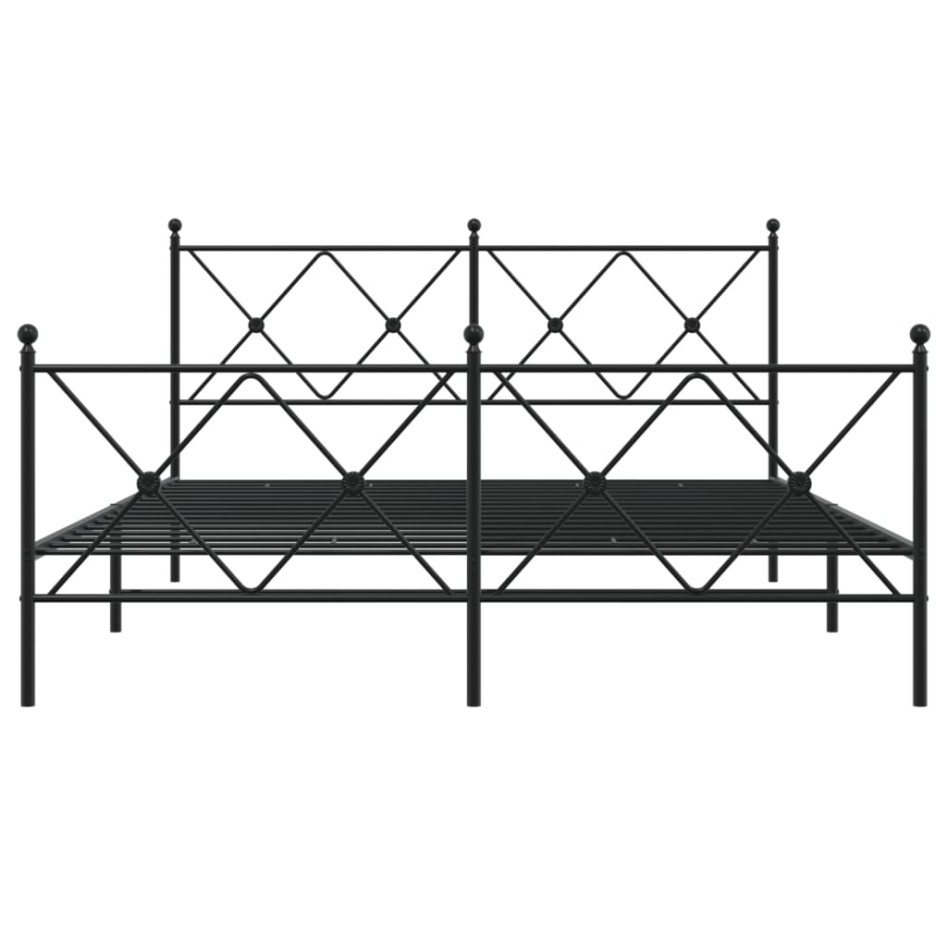 Estructura de cama cabecero y estribo metal negro 160x200