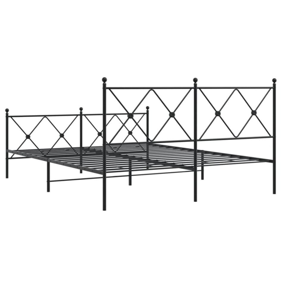 Estructura de cama cabecero y estribo metal negro 160x200