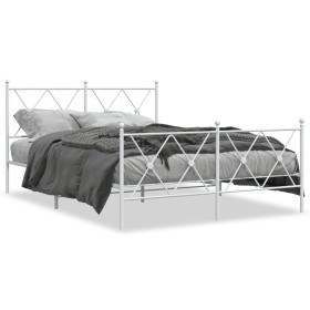 Estructura cama con cabecero y estribo metal blanco 137x190