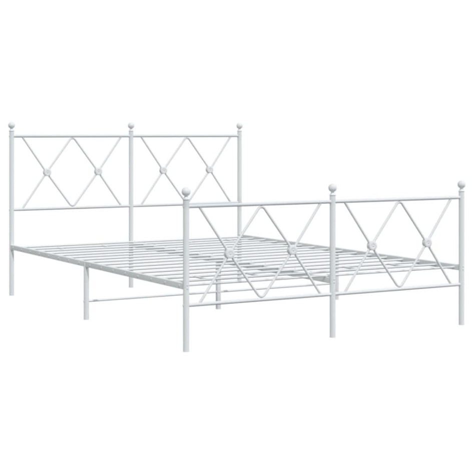 Estructura cama con cabecero y estribo metal blanco 137x190