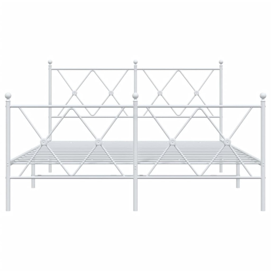 Estructura cama con cabecero y estribo metal blanco 137x190