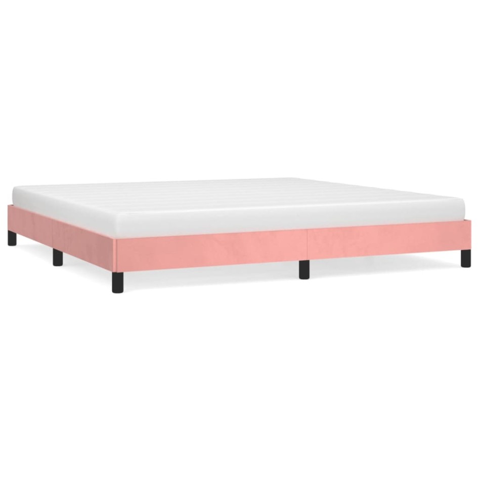 Estructura de cama de terciopelo rosa 200x200