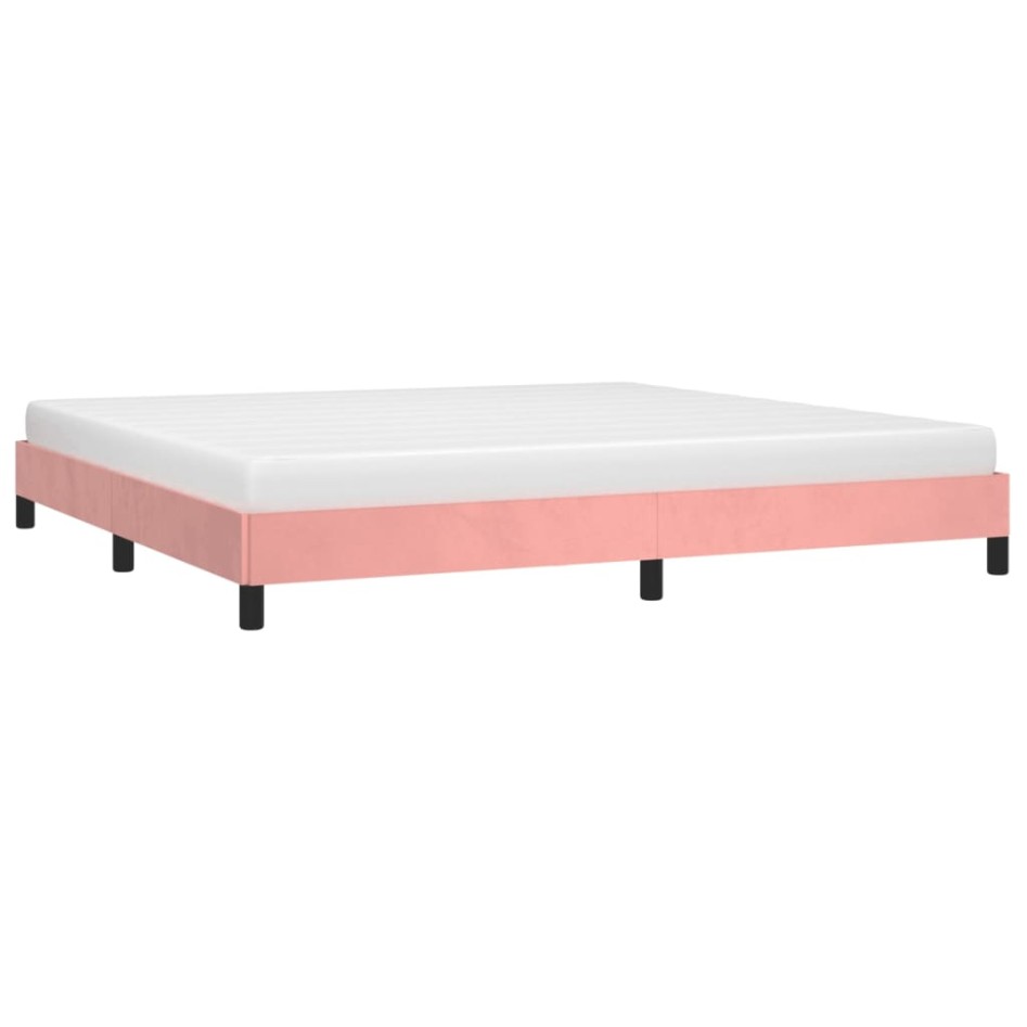 Estructura de cama de terciopelo rosa 200x200