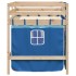 Cama alta para niños con cortinas madera pino azul 90x200